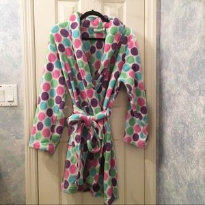 Colorful Polka Dot Fuzzy Bath Robe